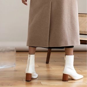 Dear Frances Leather Cube Boots in White (Chalk)